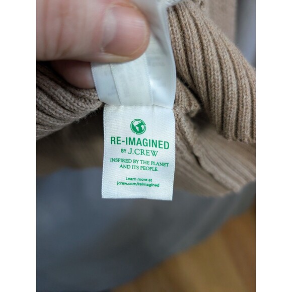 J Crew Mens XL Tan Waffle Texture Cotton Knit 1/4 Zip Sweater Pullover - Picture 6 of 16